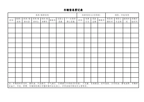 车辆信息登记表