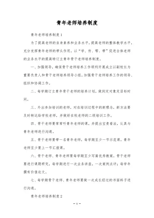 青年教师培养制度