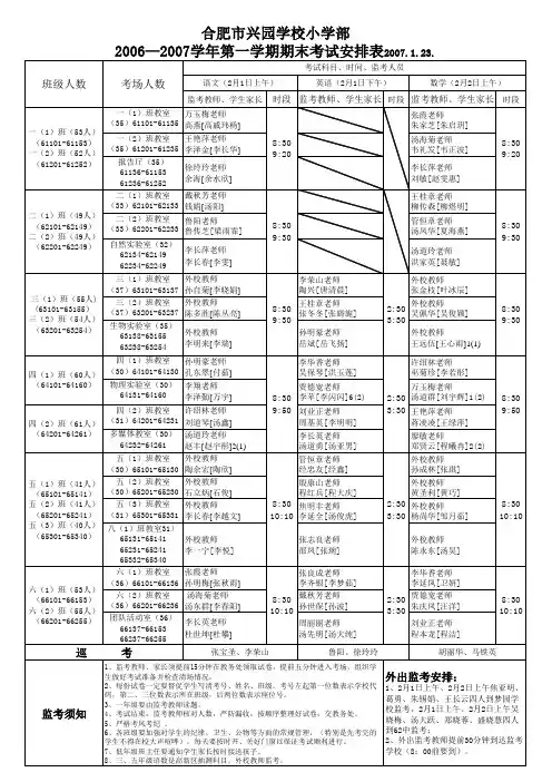 期末考试学生考号