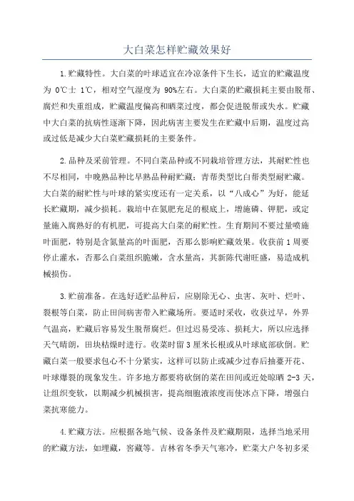 大白菜怎样贮藏效果好
