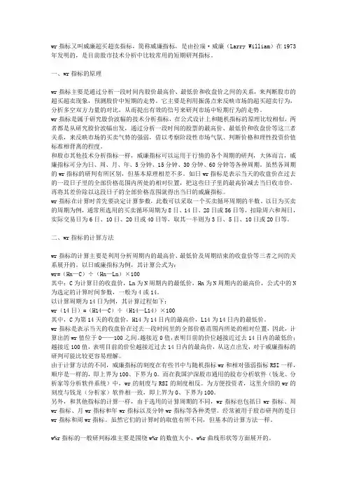 wr指标又叫威廉超买超卖指标