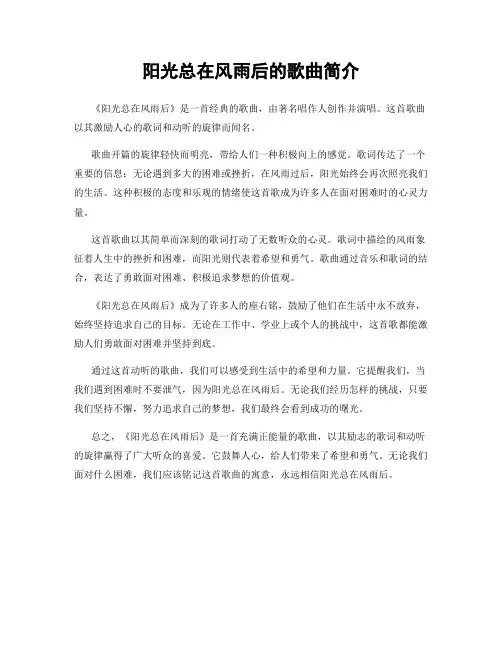 阳光总在风雨后的歌曲简介