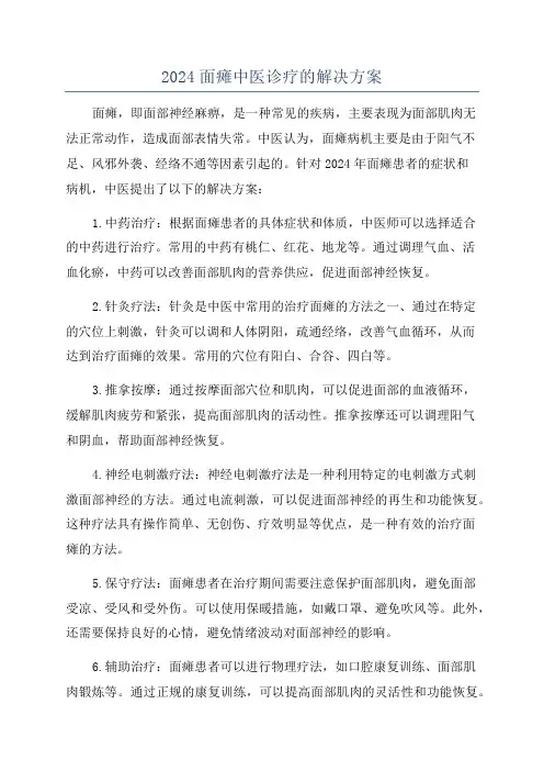 2024面瘫中医诊疗的解决方案