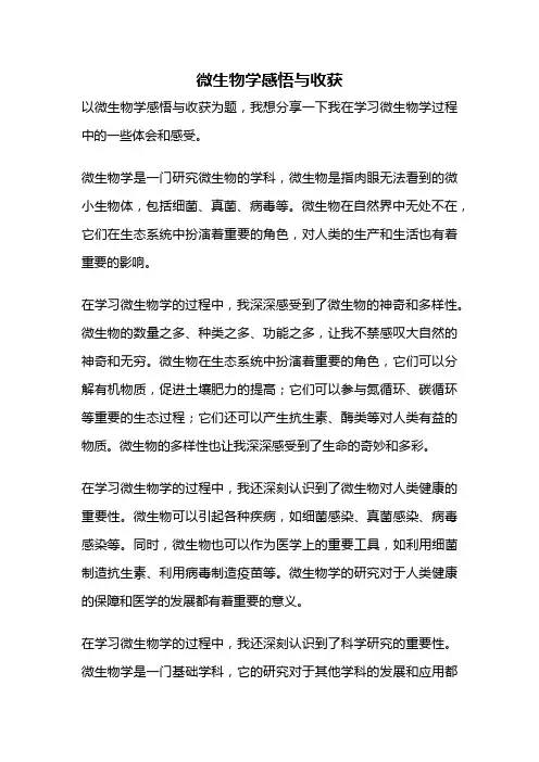 微生物学感悟与收获