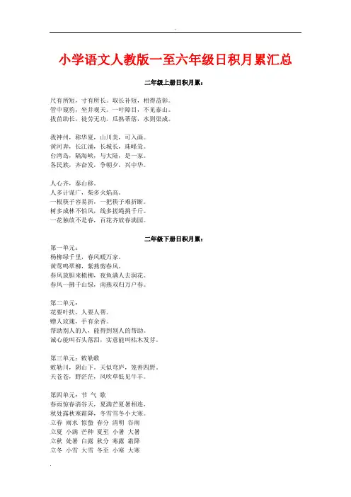 小学语文人教版一至六年级日积月累汇总