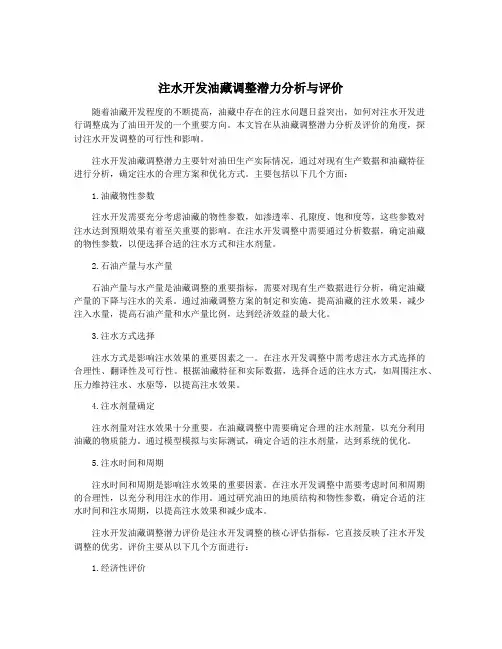 注水开发油藏调整潜力分析与评价