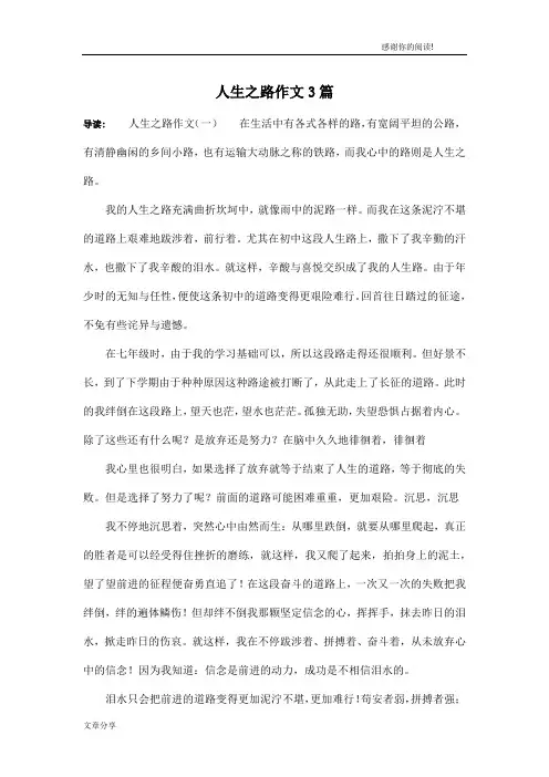 人生之路作文3篇
