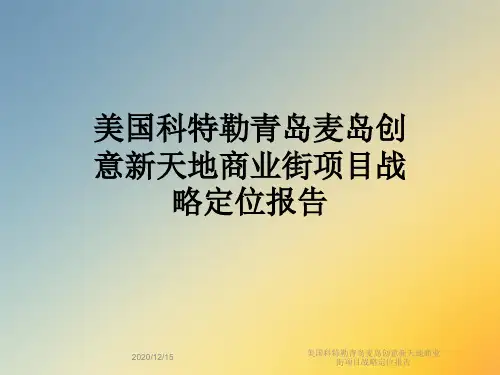 美国科特勒青岛麦岛创意新天地商业街项目战略定位报告