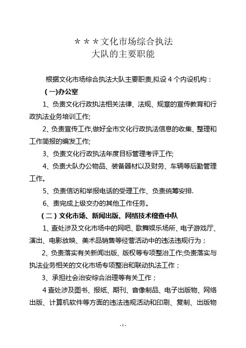 文化市场综合执法大队的职能