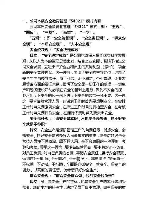 (安全生产)5安全管理模式内容及释义