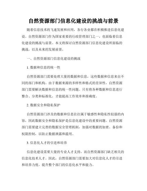 自然资源部门信息化建设的挑战与前景