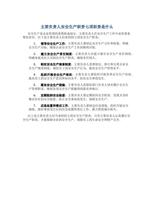 主要负责人安全生产职责七项职责是什么