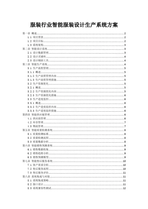 服装行业智能服装设计生产系统方案