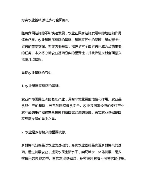 夯实农业基础,推进乡村全面振兴 申论