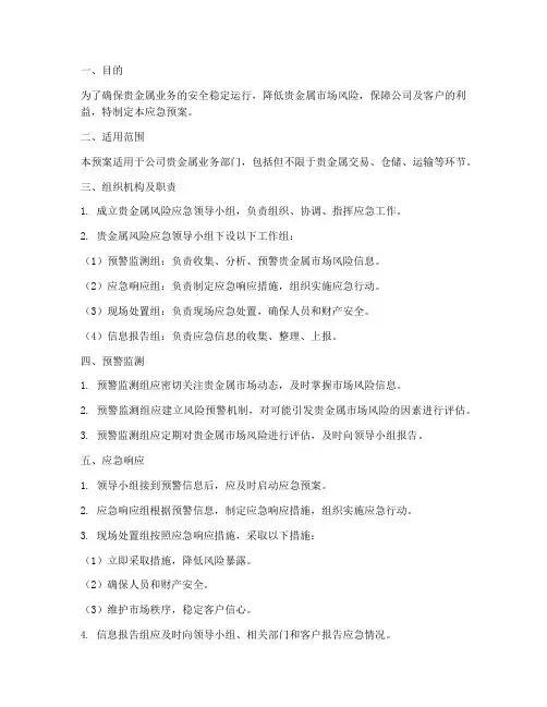 贵金属风险应急预案