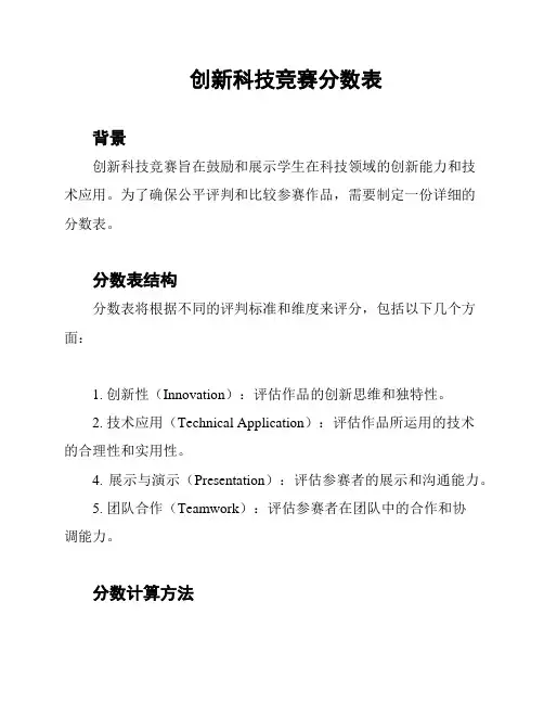 创新科技竞赛分数表