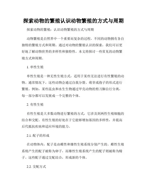 探索动物的繁殖认识动物繁殖的方式与周期