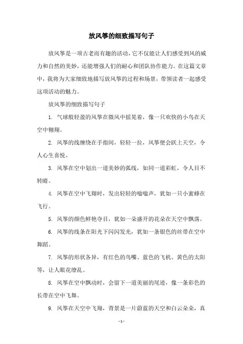 放风筝的细致描写句子