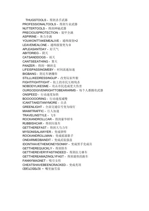 侠盗飞车5：城市风云秘籍