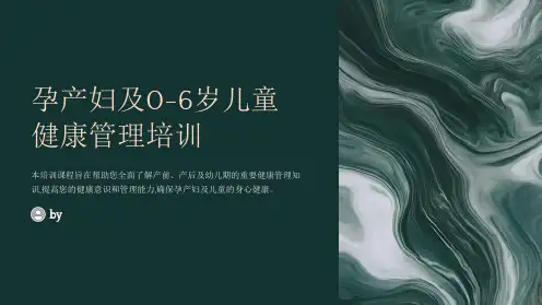 《孕产妇及0-6岁儿童健康管理培训》