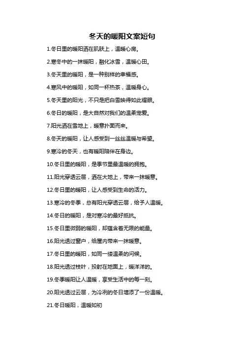冬天的暖阳文案短句-解释说明