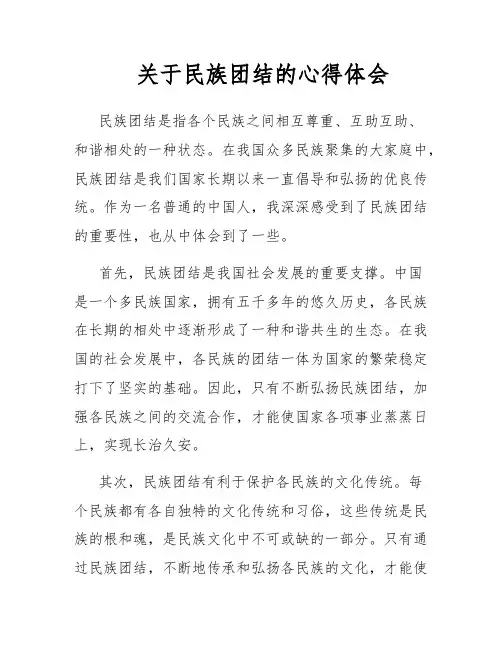 关于民族团结的心得体会