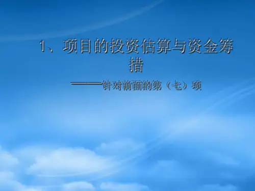 工程经济学4-投资估算与资金筹措