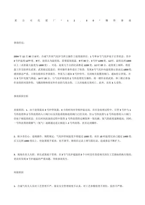 某公司化肥厂“2.30”爆炸事故