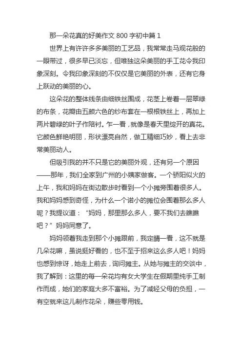 那一朵花真的好美作文800字初中