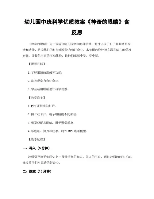 幼儿园中班科学优质教案《神奇的眼睛》含反思