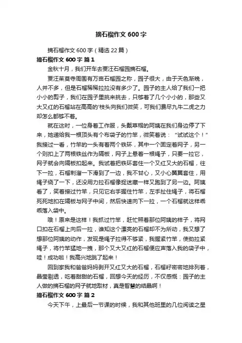 摘石榴作文600字（精选22篇）