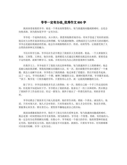爷爷一定有办法_优秀作文800字