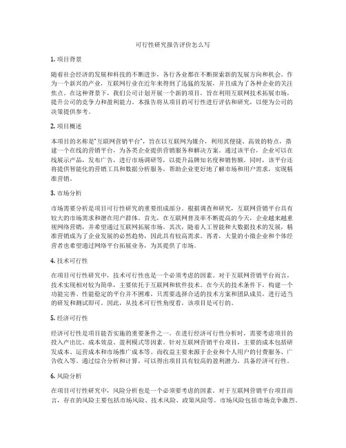 可行性研究报告评价怎么写