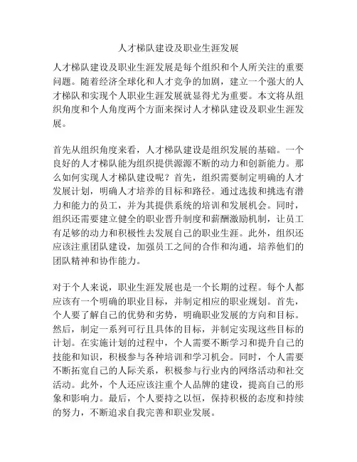 人才梯队建设及职业生涯发展