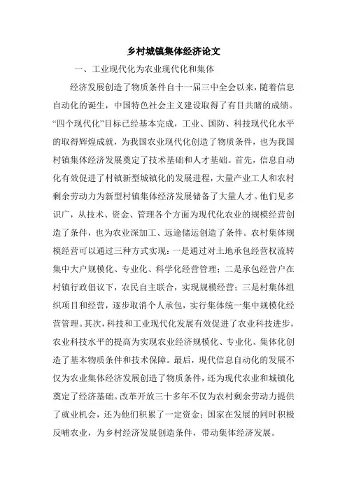 乡村城镇集体经济论文.doc