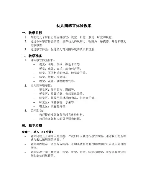 幼儿园感官体验教案