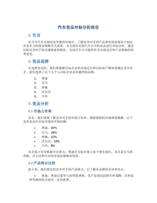汽车竞品对标分析报告