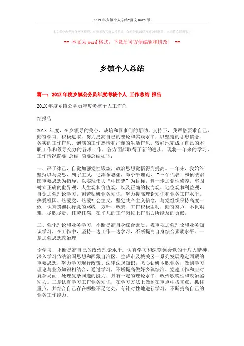 2019年乡镇个人总结-范文word版 (5页)