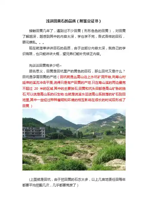 浅谈田黄石的品质（附鉴定证书）
