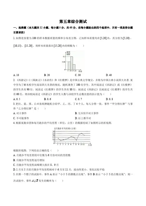 (人教版B版)高中数学必修第二册 第五章综合测试试卷01及答案