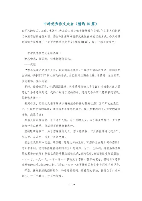 中考优秀作文大全(精选10篇)