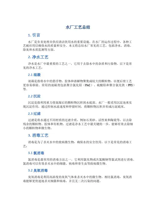水厂工艺总结