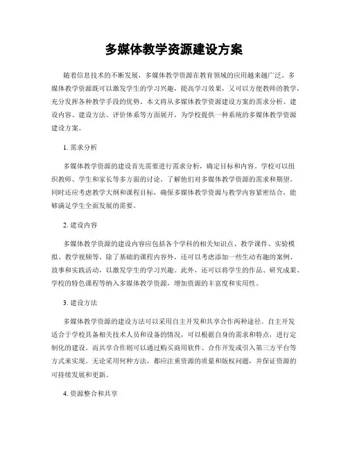 多媒体教学资源建设方案