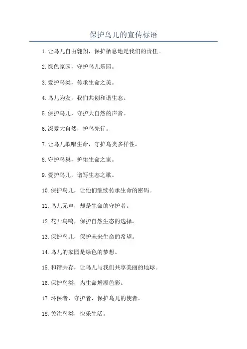 保护鸟儿的宣传标语