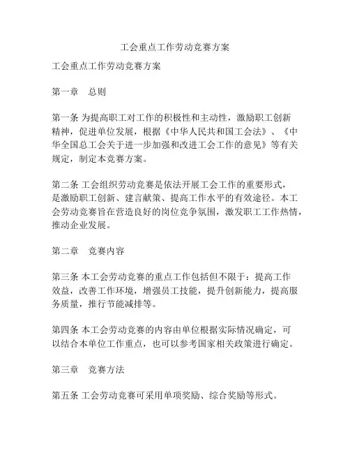 工会重点工作劳动竞赛方案