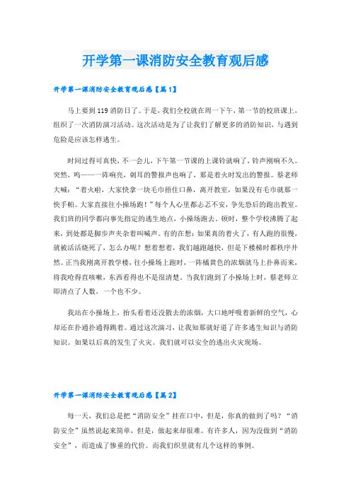 开学第一课消防安全教育观后感