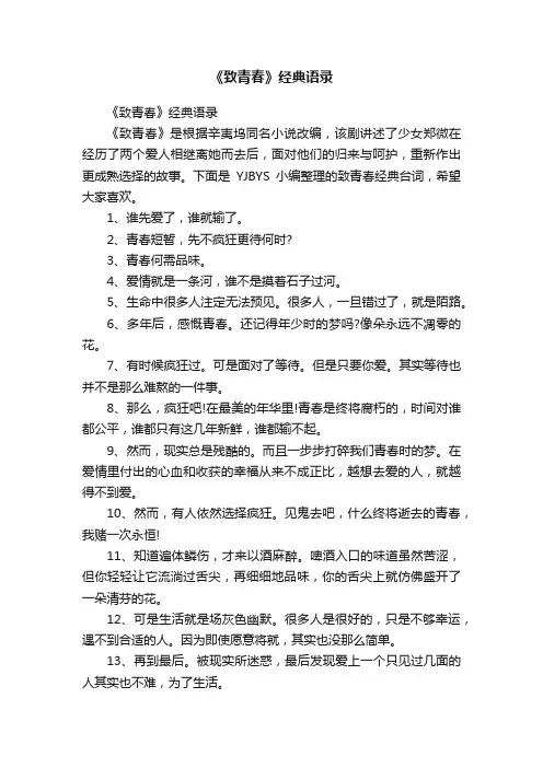 《致青春》经典语录