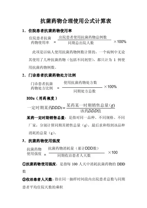 抗菌药物合理使用公式计算表