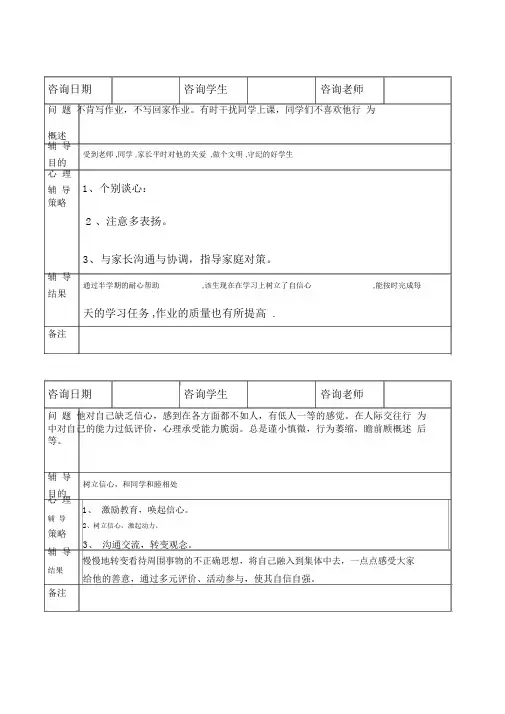 心理咨询记录表
