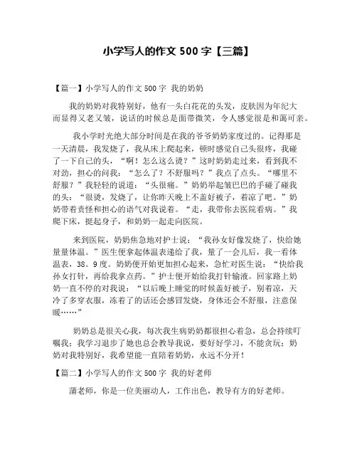 小学写人的作文500字【三篇】